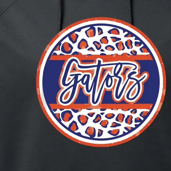 Gators School Sports Fan Team Spirit Mascot Heart Performance Fleece Hoodie