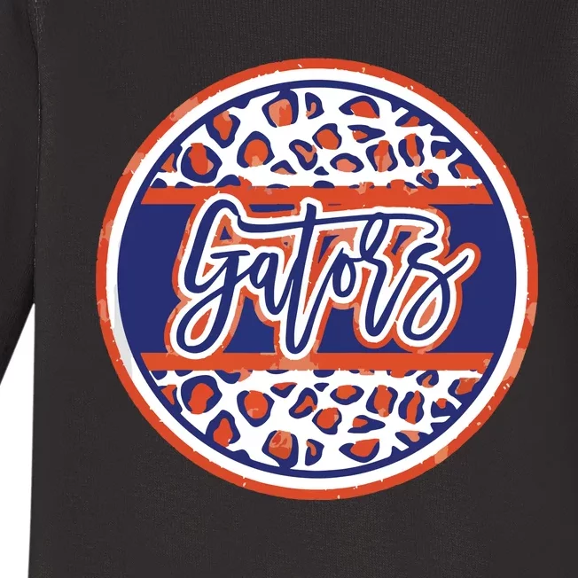 Gators School Sports Fan Team Spirit Mascot Heart Baby Long Sleeve Bodysuit