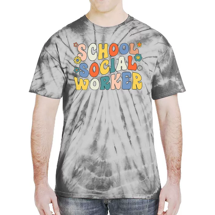 Groovy School Social Worker Coping Skills Back To School Tie-Dye T-Shirt