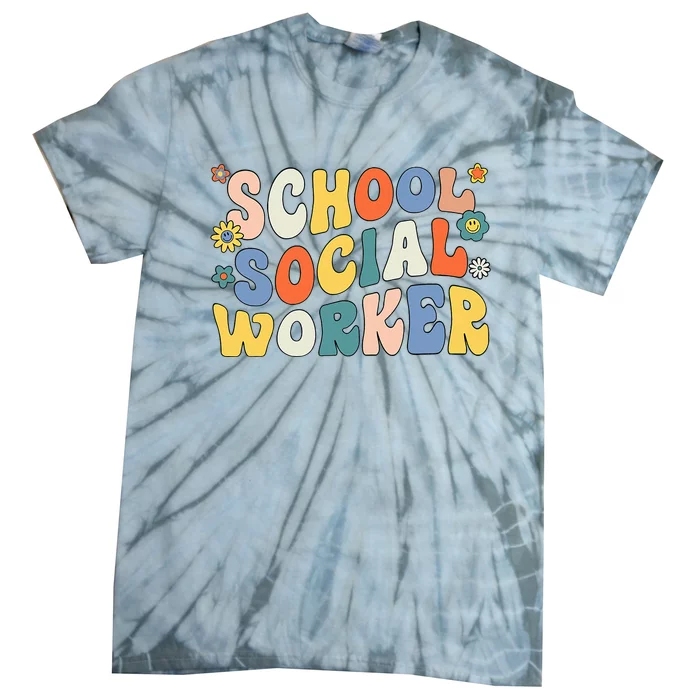 Groovy School Social Worker Coping Skills Back To School Tie-Dye T-Shirt