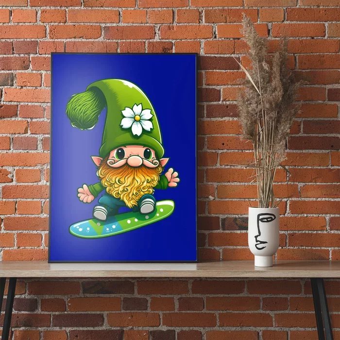 Gnome Surfing Skating St Patricks Day Funny Gift Poster