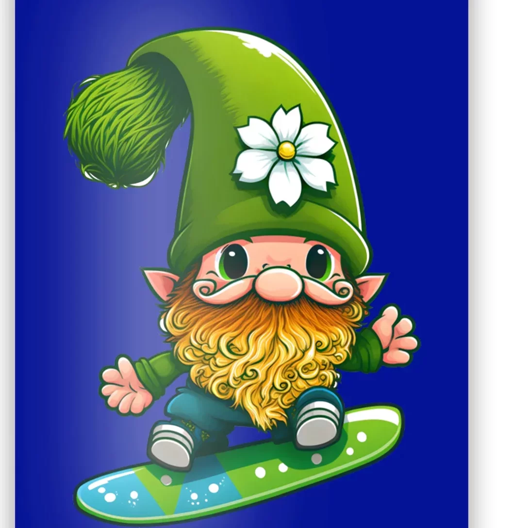 Gnome Surfing Skating St Patricks Day Funny Gift Poster