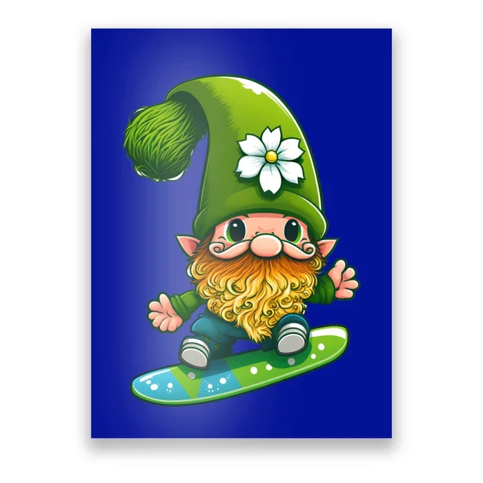 Gnome Surfing Skating St Patricks Day Funny Gift Poster