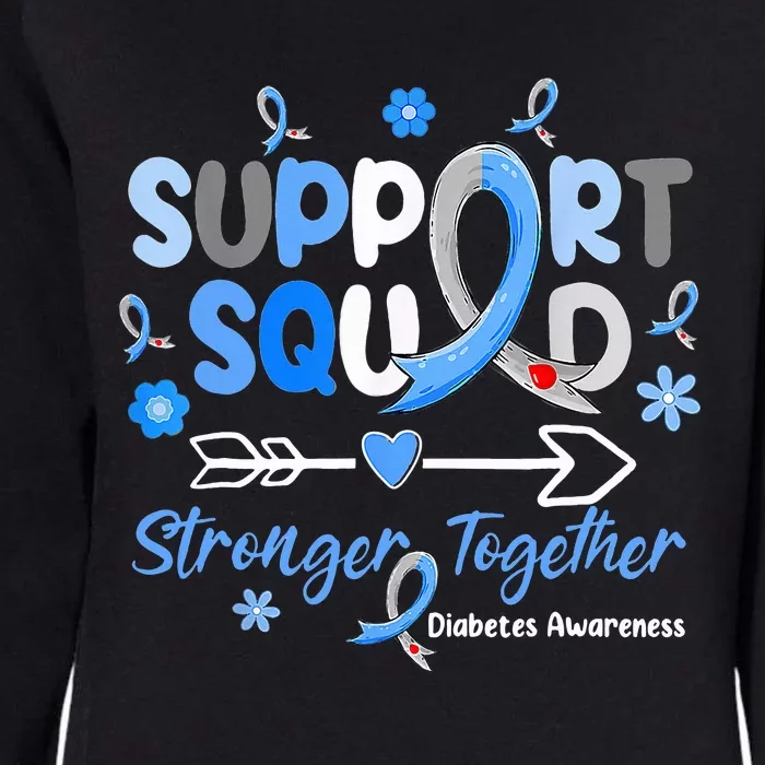 Groovy Support Squad Blue Ribbon Diabetes Awareness Womens California Wash Sweatshirt