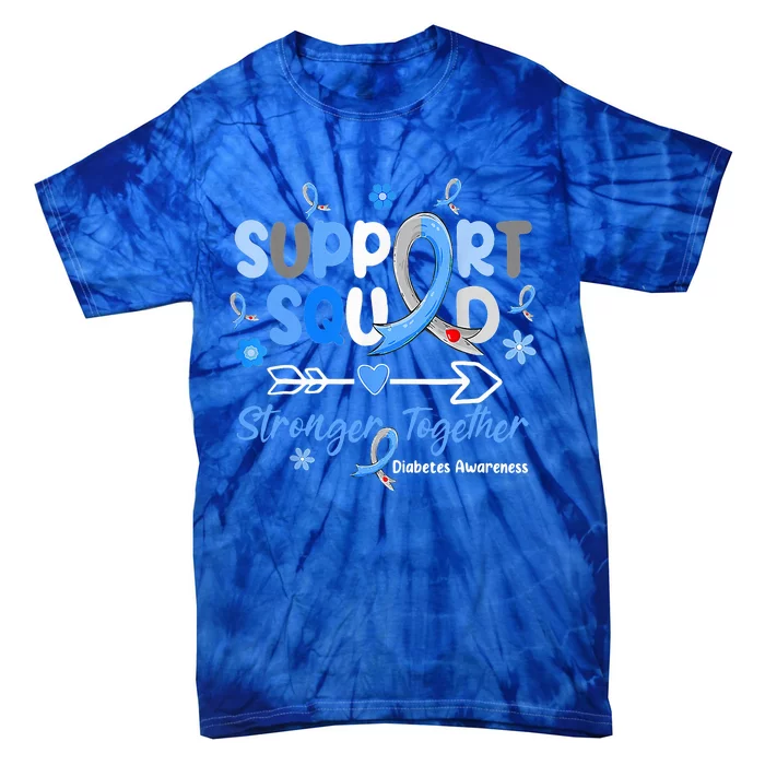 Groovy Support Squad Blue Ribbon Diabetes Awareness Tie-Dye T-Shirt