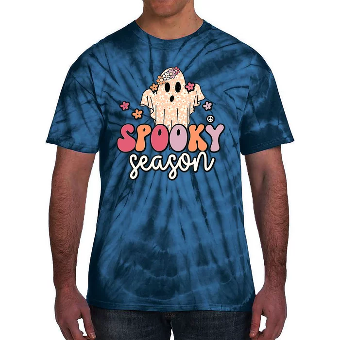 Groovy Spooky Season Cute Ghost Flower Halloween Wo Gift Tie-Dye T-Shirt