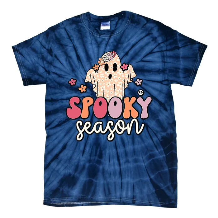 Groovy Spooky Season Cute Ghost Flower Halloween Wo Gift Tie-Dye T-Shirt