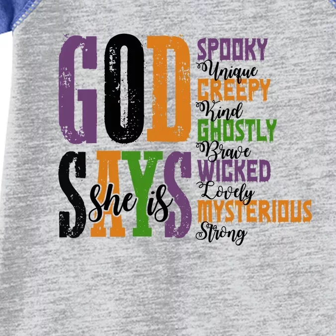 God Says She Is Spooky Unique Ghostly Infant Baby Jersey Bodysuit