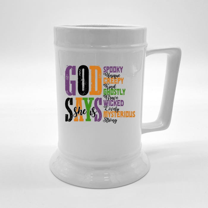 God Says She Is Spooky Unique Ghostly Front & Back Beer Stein