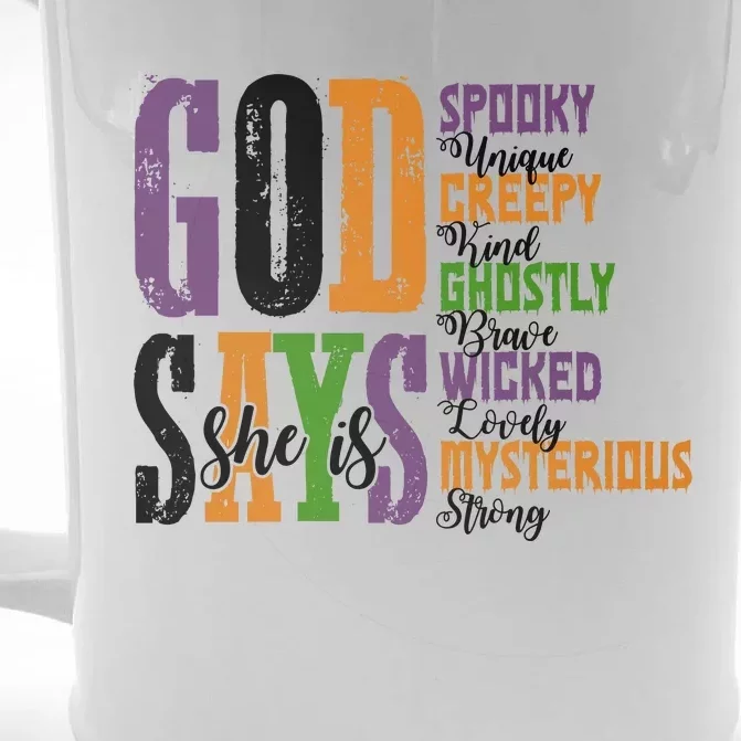 God Says She Is Spooky Unique Ghostly Front & Back Beer Stein