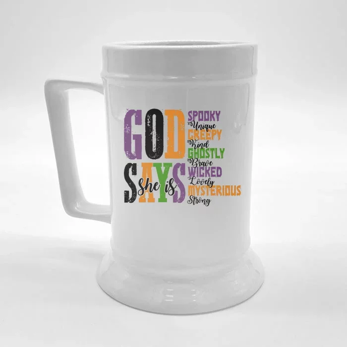 God Says She Is Spooky Unique Ghostly Front & Back Beer Stein