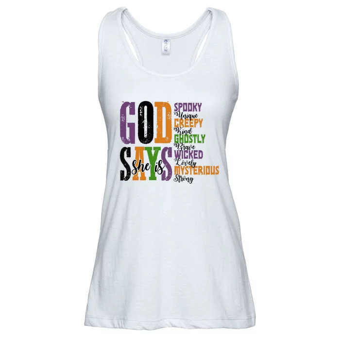 God Says She Is Spooky Unique Ghostly Ladies Essential Flowy Tank