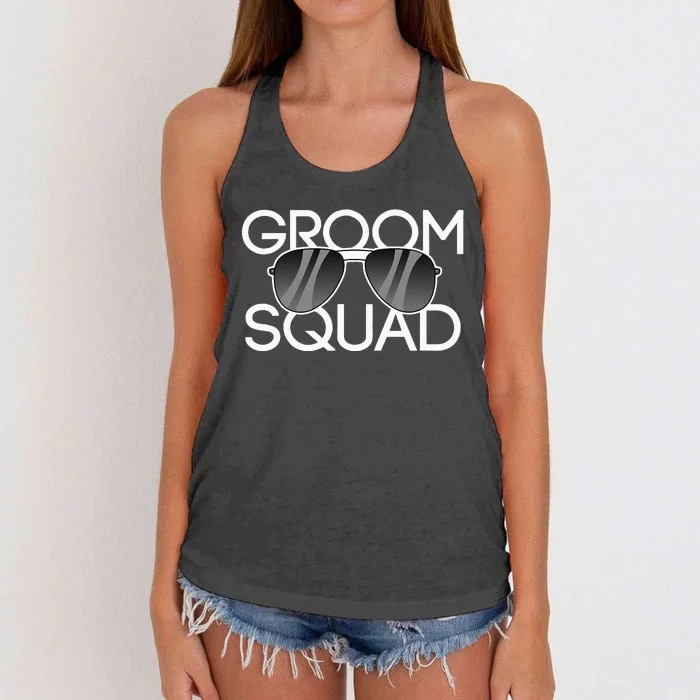 Groom Squad Sunglasses Wedding Bachelor Party Women's Knotted Racerback Tank