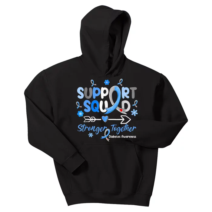 Groovy Support Squad Blue Ribbon Diabetes Awareness Kids Hoodie