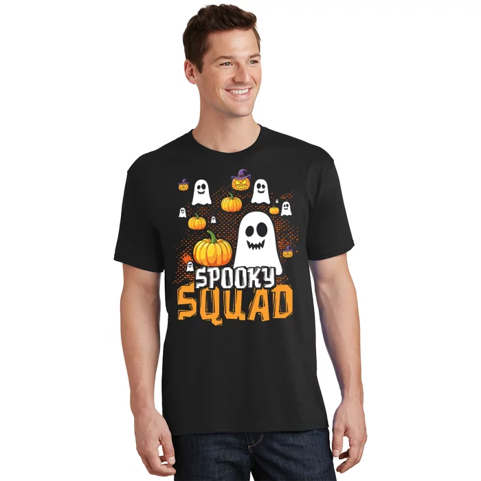 Groovy Spooky Squad Cute Ghost Pumpkin Funny Halloween Kids T-Shirt