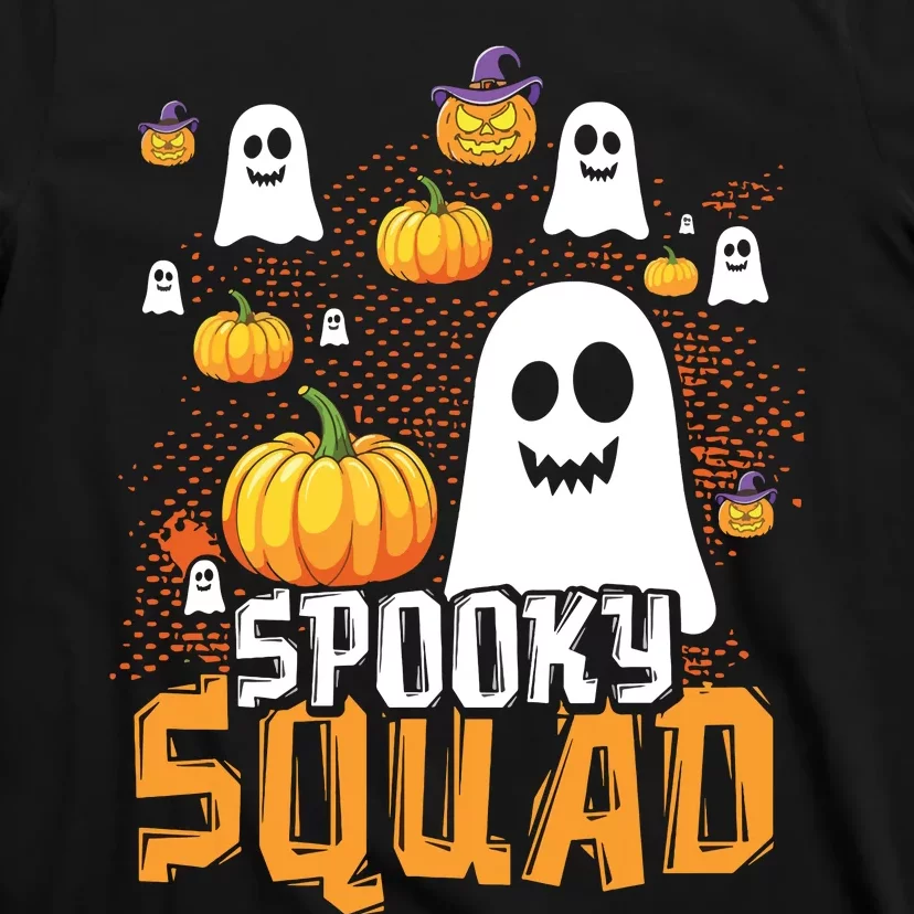 Groovy Spooky Squad Cute Ghost Pumpkin Funny Halloween Kids T-Shirt