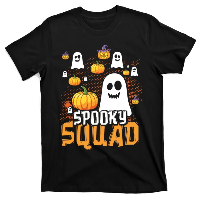 Groovy Spooky Squad Cute Ghost Pumpkin Funny Halloween Kids T-Shirt