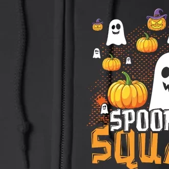 Groovy Spooky Squad Cute Ghost Pumpkin Funny Halloween Kids Full Zip Hoodie