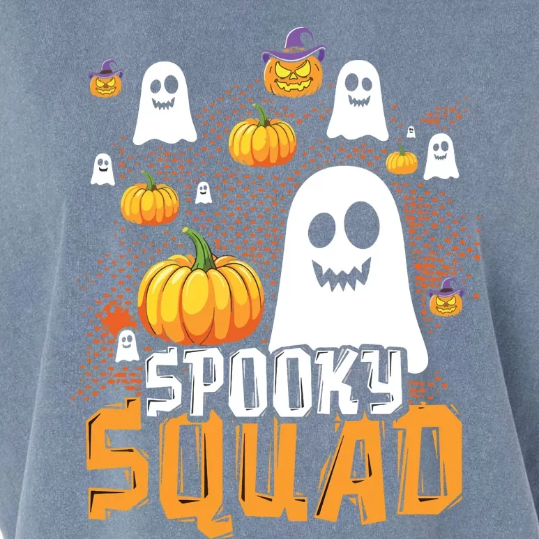 Groovy Spooky Squad Cute Ghost Pumpkin Funny Halloween Kids Garment-Dyed Women's Muscle Tee