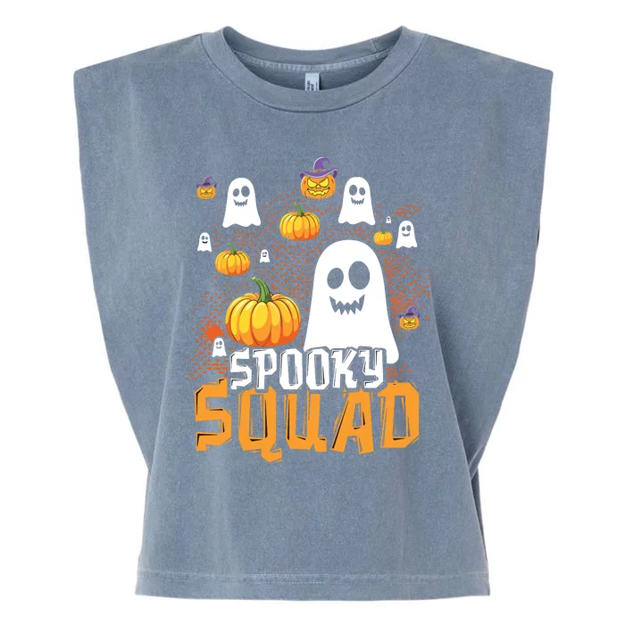 Groovy Spooky Squad Cute Ghost Pumpkin Funny Halloween Kids Garment-Dyed Women's Muscle Tee