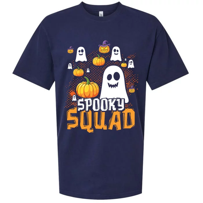 Groovy Spooky Squad Cute Ghost Pumpkin Funny Halloween Kids Sueded Cloud Jersey T-Shirt