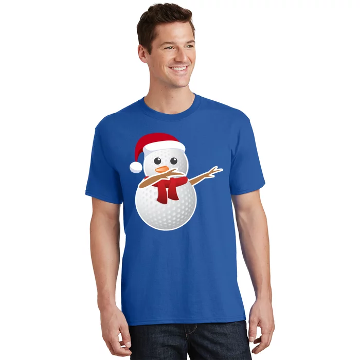 Golf Snow Santa Hat Dabbing Funny Christmas Gift T-Shirt