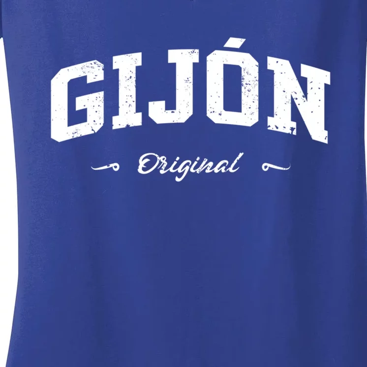 Gijón Spain Sport Souvenir Design Great Gift Women's V-Neck T-Shirt