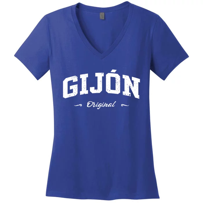 Gijón Spain Sport Souvenir Design Great Gift Women's V-Neck T-Shirt