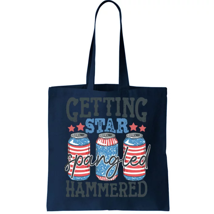 Getting Star Spangled Hammered Funny 4th Of July Drinking Party Tote Bag