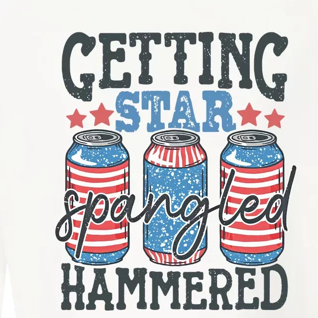 Getting Star Spangled Hammered Funny 4th Of July Drinking Party Cropped Pullover Crew