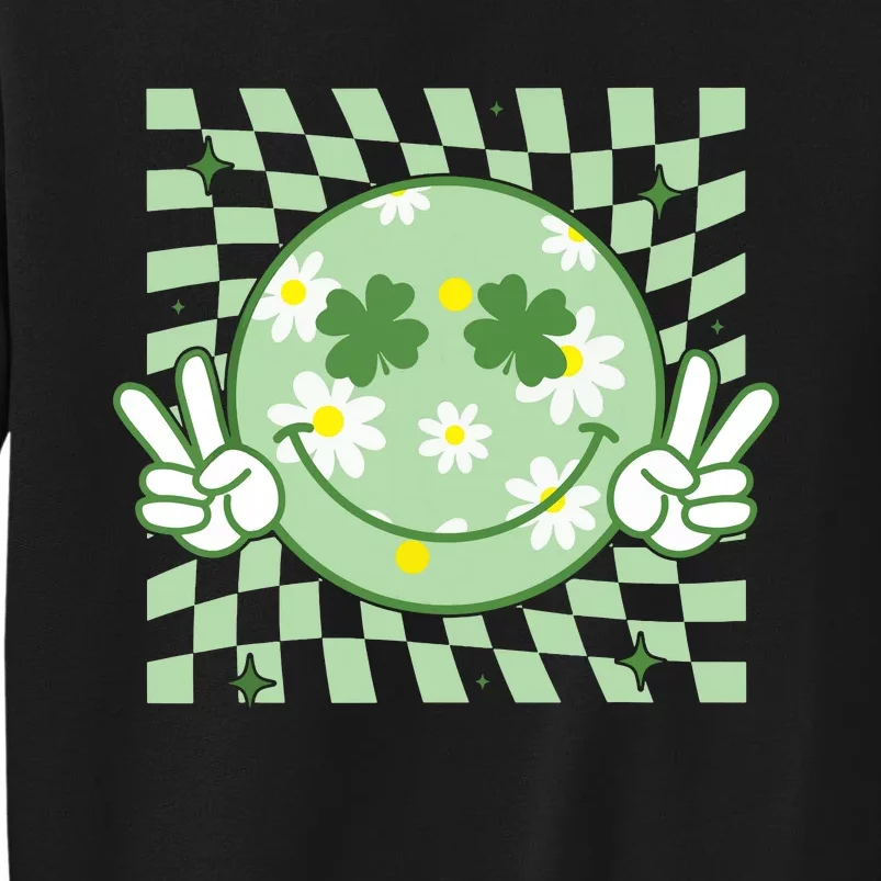 Groovy Shamrock Smile Face St Patricks Day Sweatshirt