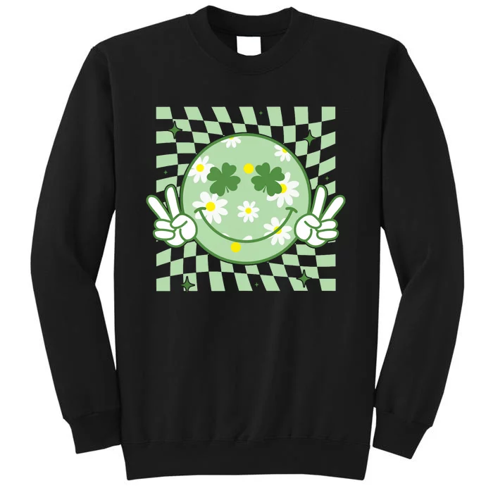 Groovy Shamrock Smile Face St Patricks Day Sweatshirt