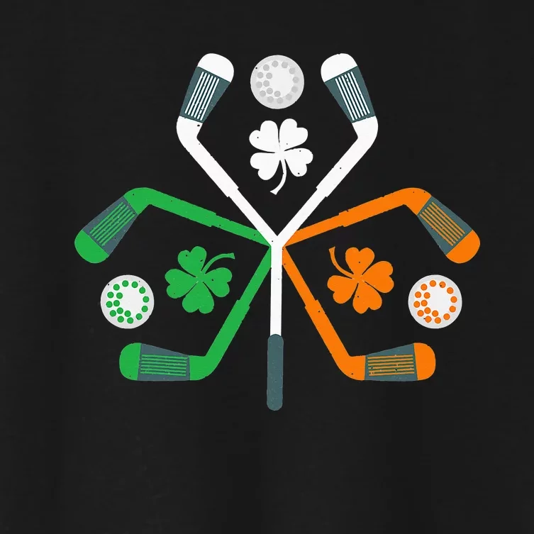 Golf Sport Shamrock Clover Player Flag Patrick's Day Women's Crop Top Tee