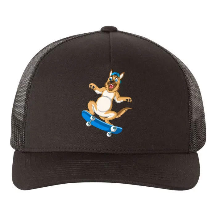 German Shepherd Skateboarding Yupoong Adult 5-Panel Trucker Hat