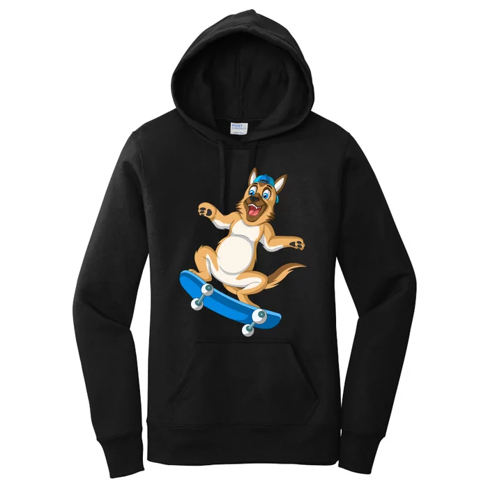 German Shepherd Skateboarding Women's Pullover Hoodie