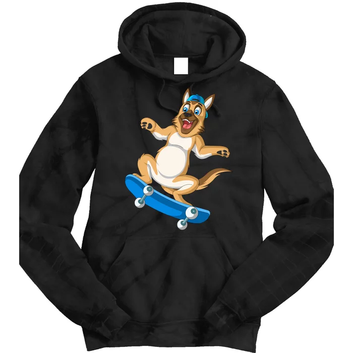 German Shepherd Skateboarding Tie Dye Hoodie