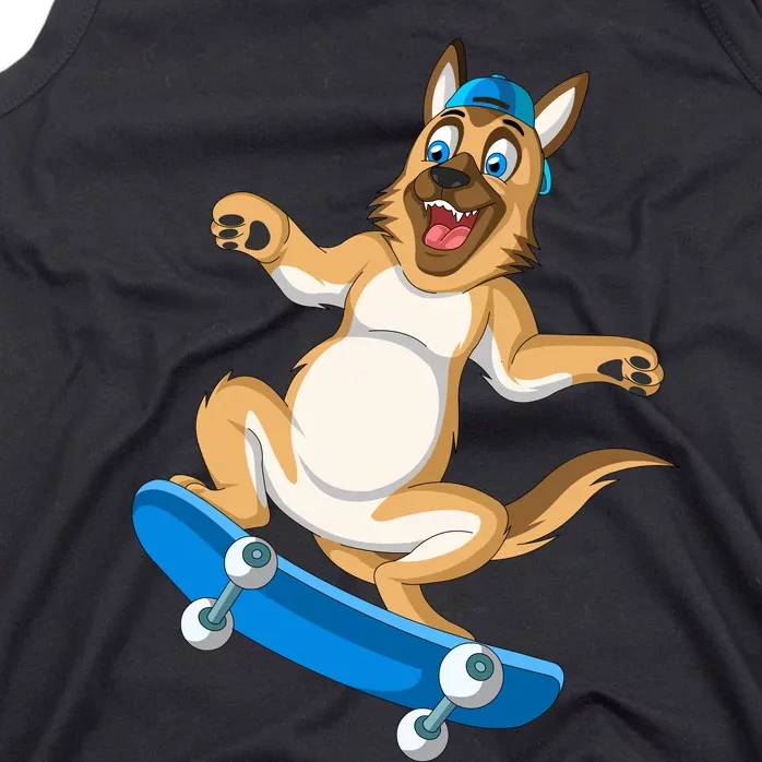 German Shepherd Skateboarding Tank Top