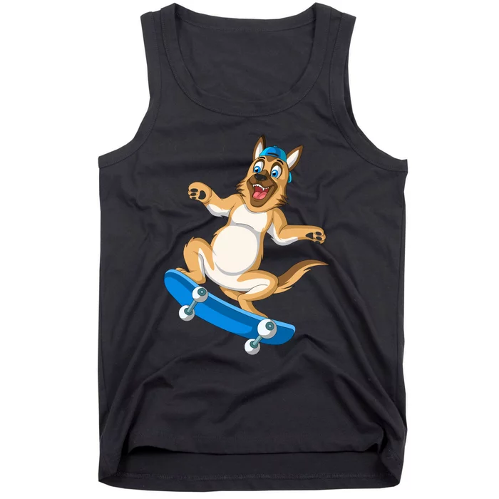 German Shepherd Skateboarding Tank Top