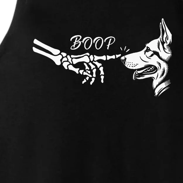 German Shepherd Skeleton Hand Boop Halloween Pet Women Ladies Tri-Blend Wicking Tank