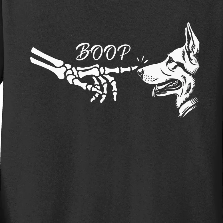 German Shepherd Skeleton Hand Boop Halloween Pet Women Kids Long Sleeve Shirt