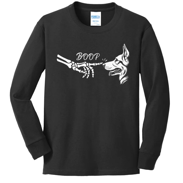 German Shepherd Skeleton Hand Boop Halloween Pet Women Kids Long Sleeve Shirt