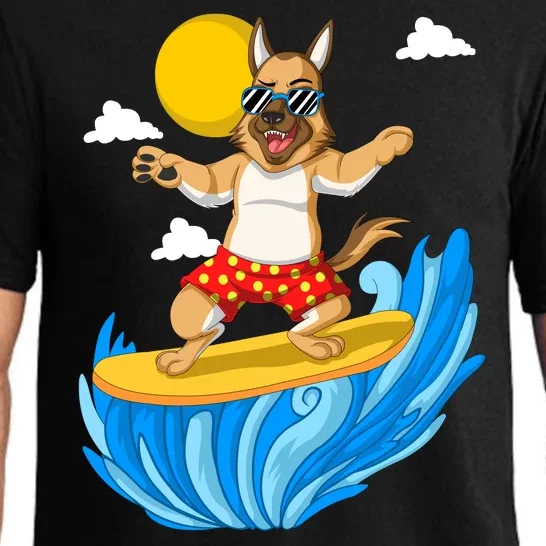 German Shepherd Surfing Pajama Set