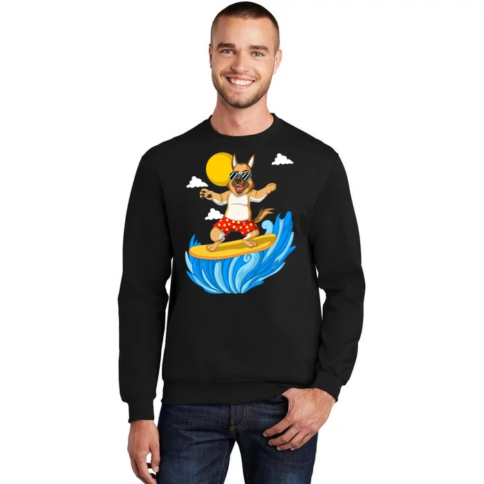 German Shepherd Surfing Tall Sweatshirt