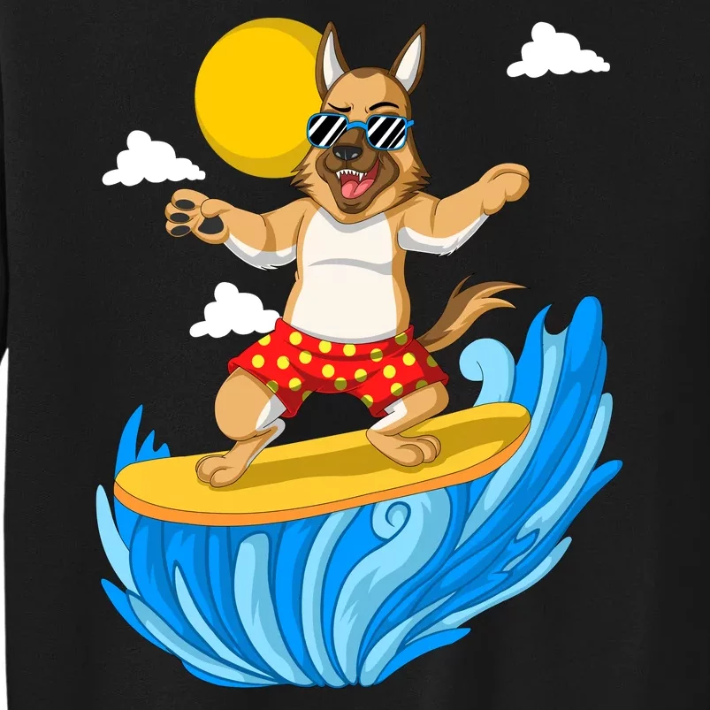 German Shepherd Surfing Tall Sweatshirt