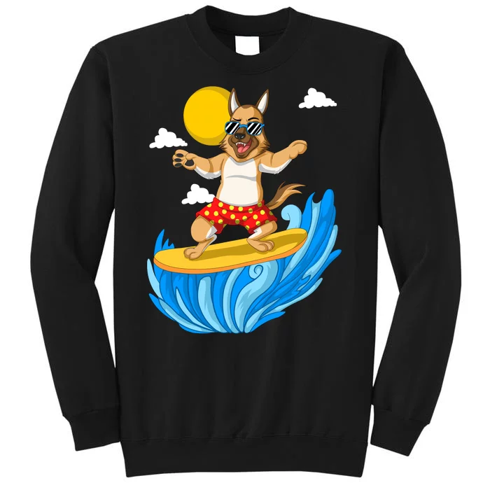 German Shepherd Surfing Tall Sweatshirt