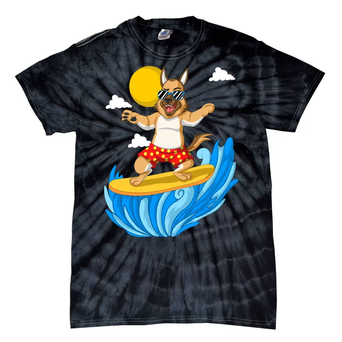 German Shepherd Surfing Tie-Dye T-Shirt