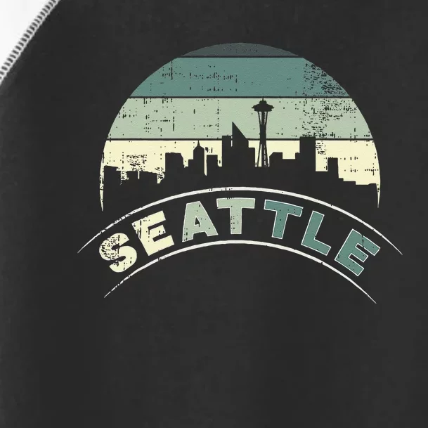 Grunge Seattle Skyline Distressed Look Design Toddler Fine Jersey T-Shirt