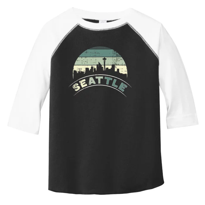 Grunge Seattle Skyline Distressed Look Design Toddler Fine Jersey T-Shirt