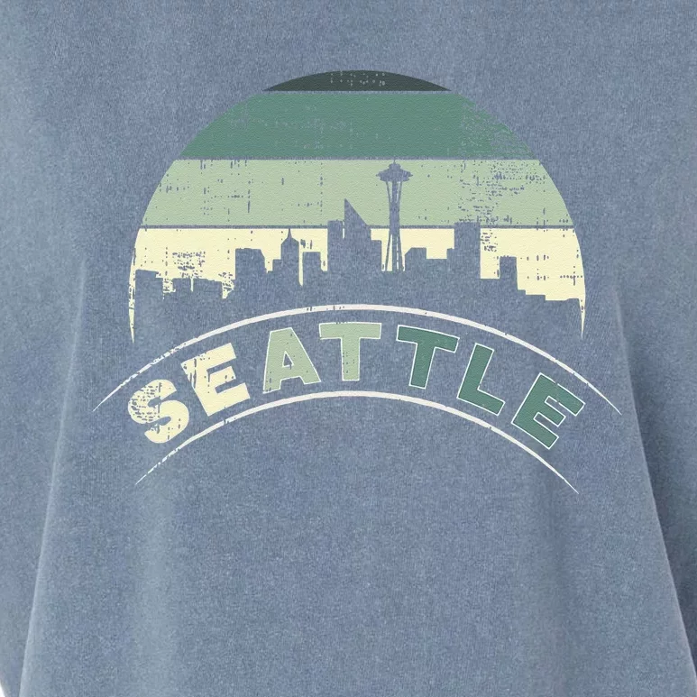 Grunge Seattle Skyline Distressed Look Design Garment-Dyed Women's Muscle Tee