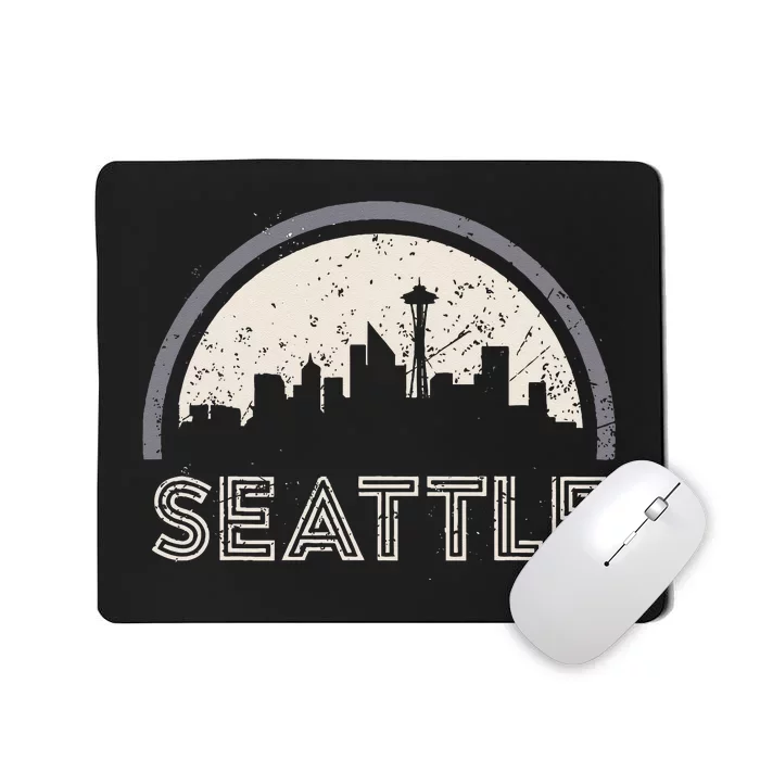 Grunge Seattle Skyline Distressed Look Design Mousepad